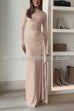 Long Sleeves Draped Slit Maxi Party Dress(7 Colors Available!)