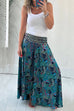 Febedress Elastic Waist Wide Leg Palazzo Printed Casual Pants