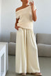 Febedress Elastic Waist Pocketed Wide Leg Cotton Linen Pants