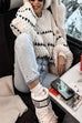 Febedress Lantern Sleeves Color Block Chunky Knit Sweater