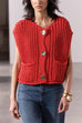 Febedress Gold Buttons Pocketed Chunky Sweater Vest