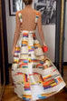 Febedress Open Back Sleeveless Printed Maxi Swing Dress