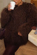 Febedress Open Front Winter Faux Fur Teddy Coat