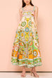 Febedress Bow Back High Waist Unique Print Swing Maxi Cami Dress