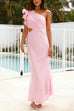 Febedress Frill One Shoulder Cut Out Waist Maxi Dress