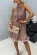 Febedress Halter Sleeveless Feather Hem Sequin Dress