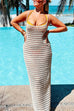 Febedress Hollow Out Crochet Beach Cover Up Maxi Cami Dress