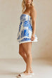 Febedress Seashell Print Strapless Ruffle Tube Top and Wrap Mini Skort Set