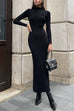 Febedress Mockneck Long Sleeves Bodycon Knit Maxi Dress