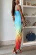 Febedress Back Slit Gradient Printed Sequin Maxi Cami Dress