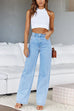 Febedress Distressed Wide Leg Boyfriend Denim Pants