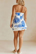 Febedress Seashell Print Strapless Ruffle Tube Top and Wrap Mini Skort Set