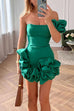 Febedress One Shoulder Flounced Bottom Mini Bodycon Dress