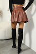 Febedress High Waist Faux Leather Pleated Mini Skirt