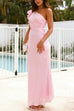 Febedress Frill One Shoulder Cut Out Waist Maxi Dress