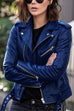 Febedress Vintage Lapel Zip Up Faux Leather Moto Jacket