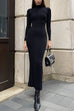 Febedress Mockneck Long Sleeves Bodycon Knit Maxi Dress