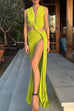 Febedress V Neck Knot Front Cut Out High Slit Sleeveless Maxi Dress