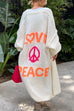 Febedress Open Front Love and Peace Pattern Long Sweater Cardigan(in 5 Colors)