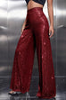 Febedress Sparkly Elastic Waist Wide Leg Sequin Pants