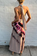 Halter High Neck Backless Tie Dye Swing Maxi Dress