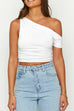 Febedress Asymmetrical Shoulder Ruched Crop Top