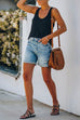 Febedress Rolled Hem Ripped Denim Shorts