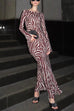 Febedress Boat Neck Bell Sleeves Animal Print Maxi Dress