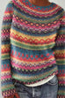 Febedress Crewneck Vibrant Rainbow Chunky Knit Sweater(in 4 Patterns)