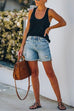 Febedress Rolled Hem Ripped Denim Shorts