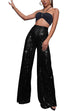 Febedress Sparkly Elastic Waist Wide Leg Sequin Pants