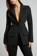 Febedress Lapel Button Down Back Cut Out Blazer