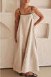 Febedress Adjustable Strap Backless Cotton Linen Maxi Dress