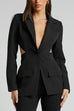 Febedress Lapel Button Down Back Cut Out Blazer