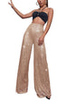 Febedress Sparkly Elastic Waist Wide Leg Sequin Pants