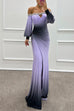 Febedress Off Shoulder Ruched Waist Gradient Tie Dye Wrap Maxi Dress