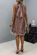 Febedress Halter Sleeveless Feather Hem Sequin Dress