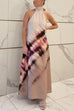 Halter High Neck Backless Tie Dye Swing Maxi Dress