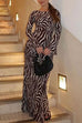 Febedress Boat Neck Bell Sleeves Animal Print Maxi Dress