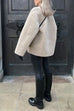 Febedress Button Down Pocketed Faux Fur Fleece Coat