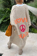 Febedress Open Front Love and Peace Pattern Long Sweater Cardigan(in 5 Colors)