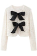 Febedress Long Sleeves Bow Knot Glitter Sequin Top