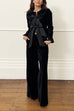 High Waist Wide Leg Pocketed Velvet Pants