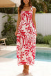 Halter Backless Printed Maxi Vacation Dress