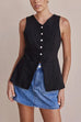 Febedress Single Breasted Pocketed Solid Vest