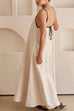 Febedress Adjustable Strap Backless Cotton Linen Maxi Dress