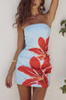Febedress Strapless Tube Pocketed Lily Print Mini Dress