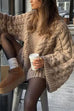 Febedress Round Neck Oversized Cable Knit Sweater