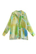 Febedress Long Sleeves Button Front Tie Dye Blouse Shirt