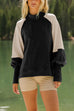 Febedress Mockneck Lantern Sleeves Color Block Sweatshirt